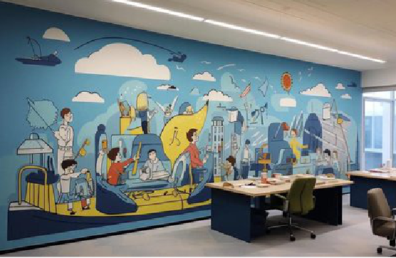 道县办公室墙绘的特点。